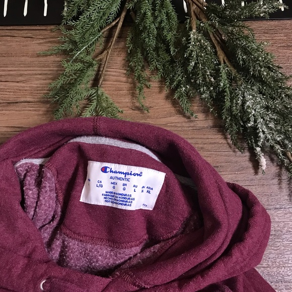 Champion Embroidered Maroon Hoodie Men’s Large - Picture 6 of 6